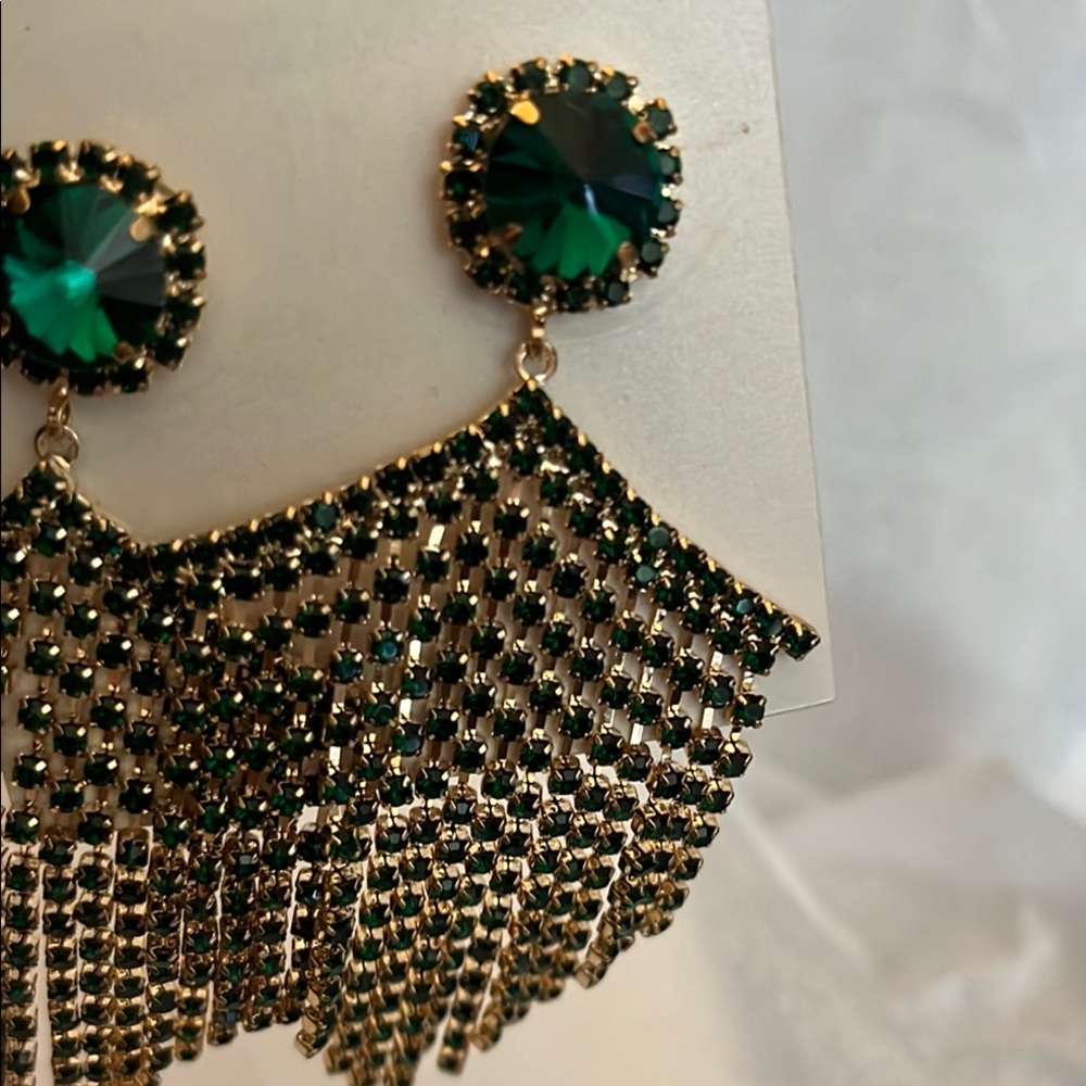 Bijoux Gold and Green Statement Earrings